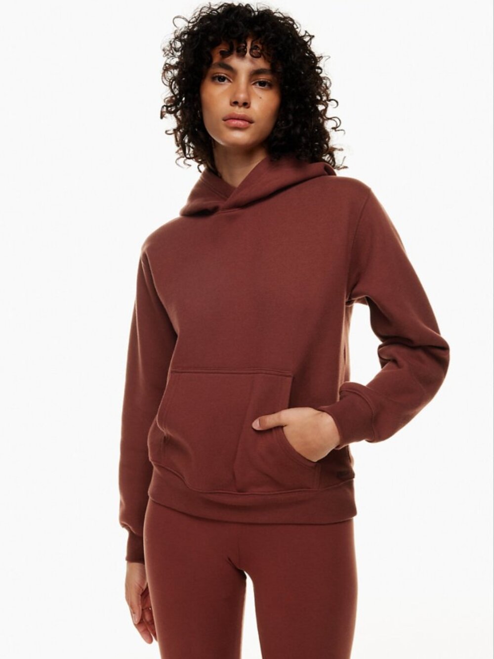 Aritzia TNA Cozy Fleece Perfect hoodie in dark maroon | size M